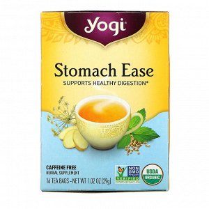 Yogi Tea, Stomach Ease, без кофеина, 16 пакетиков, 29 г