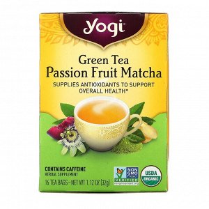 Yogi Tea, Зеленый чай, Маракуйя и маття, 16 чайных пакетиков, 1,12 унц. (32 г)