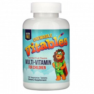 Vitables, Мультивитамин для детей, ассорти из фруктовых вкусов, 180 вегетарианских таблеток