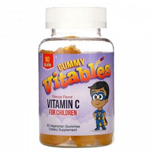 Vitables, Жевательный витамин C для детей, без желатина, вкус апельсина, 60 вегетарианских жевательных таблеток