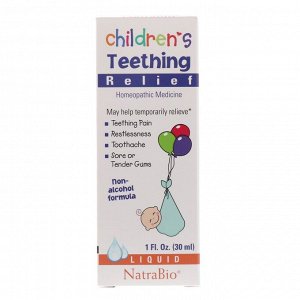 NatraBio, Средство при прорезывании зубов у детей, без спирта, жидкость, 30 мл