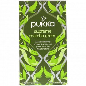 Pukka Herbs, Supreme Matcha Green, 20 пакетиков зеленого чая - 1,05 унции (30 г) каждый