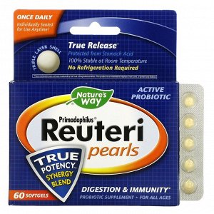 Nature's Way, Primadophilus Reuteri Pearls, 60 желатиновых капсул