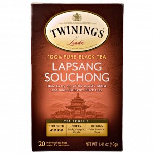 Twinings, "Лапсанг Сушонг", 100% чистый черный чай, 20 чайных пакетиков по 1,41 унции (40 г)