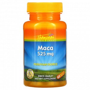 Мака Thompson, Мака, 525 мг, 60 капсул. С 1932 года; Сырье из Перу; Свежесть и польза для здоровья. Мака — это корневой овощ, произрастающий в Перу. Он употребляется в пищу и используется как средство