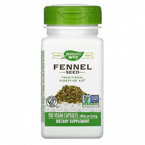 Фенхель Nature's Way, Семена фенхеля, 480 мг, 100 капсул. Семена фенхеля (Foeniculum vulgare) обладают вкусом, как у лакрицы, их употребляют в конце приема пищи в Азии и Южной Америке, чтобы подсласти