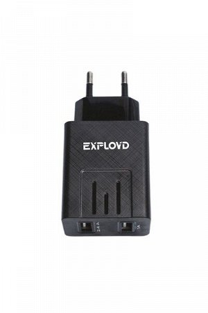 Exployd, 3.4A, 2.4А+1А, 2хUSB, чёрный