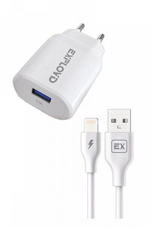 Exployd, 8 Pin, 2.1A, 1хUSB, белый