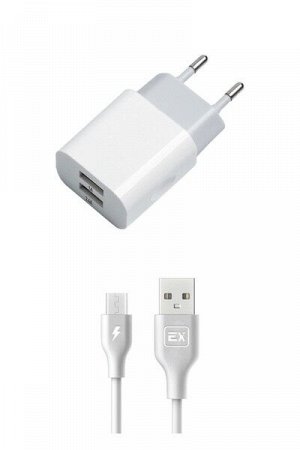 Exployd, micro USB, 3.4A, 2.4А+1А, 2хUSB, белый, Classic, EX-Z-469