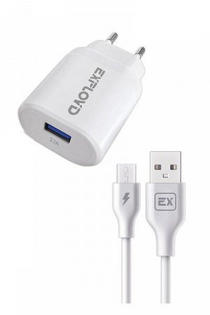 Exployd, microUSB, 2.1A, 1хUSB, белый, Classic, EX-Z-975