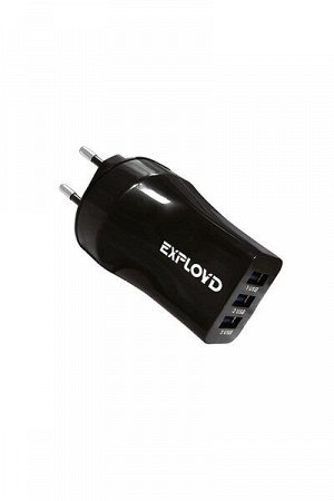 Exployd, 3.1A, 3хUSB, чёрный, Classic, EX-Z-978