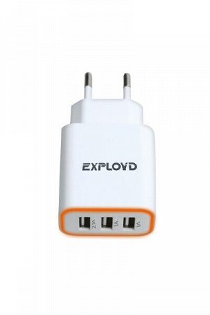 Exployd, 4.1A, 2.1А+1А+1А, 3хUSB, подсветка, белый