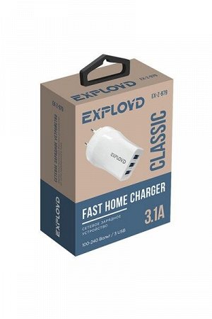 Exployd, 3.1A, 3хUSB, белый