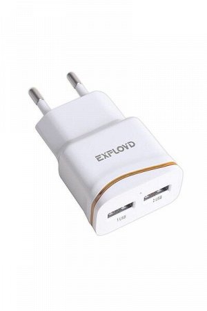 Exployd, 2.4A, 2хUSB, белый