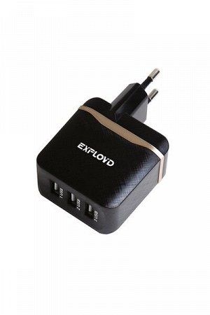 Exployd, 3.1A, 3хUSB, чёрный, Classic, EX-Z-986