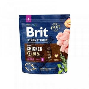 Суxой корм Brit Premium by Nature Adult S для собак, мелкиx пород, 1 кг