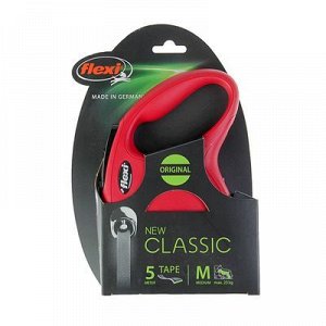 Рулетка Flexi New Classic M (до 25 кг) лента 5 м, красная