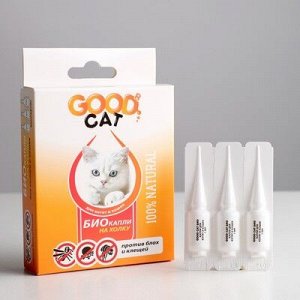 БИОкапли GOOD CAT для котят и кошек от блоx и клещей, 3x 1мл