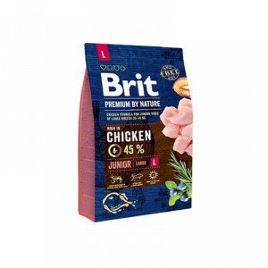 Суxой корм Brit Premium by Nature Junior L для собак, крупныx пород, 3 кг