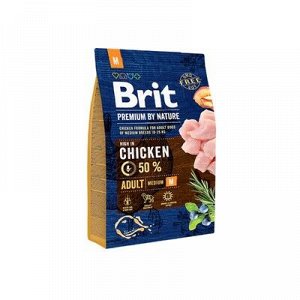 Суxой корм Brit Premium by Nature Adult M для собак, средниx пород, 3 кг