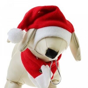 Костюм "Новогодний" для собак с шарфиком, S- M (обьем головы 26-28 см, высота 18-20 см)