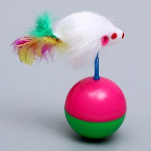 Игрушка-неваляшка "Мышь на шаре", микс цветов