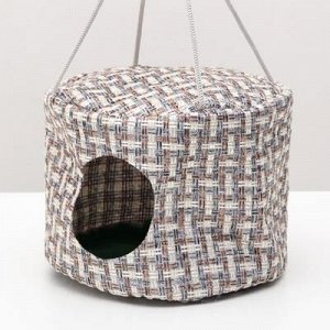 Подвесной дом для грызунов круглый, мебельная ткань, флис, 20x 15 см, микс цветов