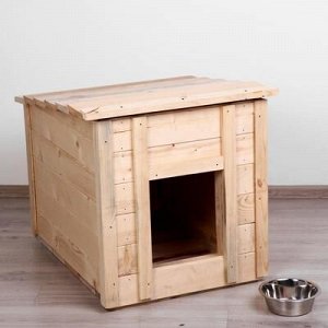 Будка для собак деревянная, крыша прямая, 83x 63x 70 см