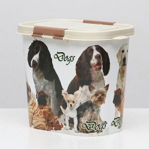 Контейнер Dogs для корма, овальный, 10 л, микс цветов