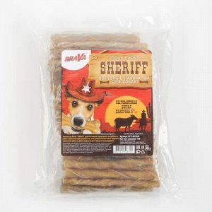 Лакомство BraVa Sheriff для собак сыромятная витая палочка 5" 12,5см, 100x 9-10 г