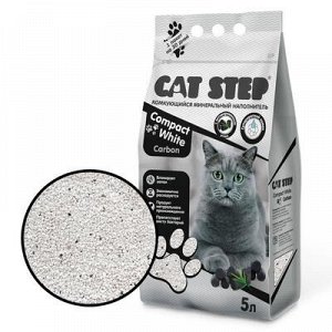 Наполнитель минеральный комкующийся CAT STEP Compact White Carbon, 5 л