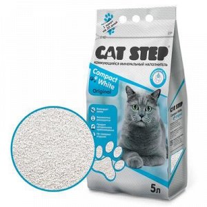 Наполнитель минеральный комкующийся CAT STEP Compact White Original, 5 л