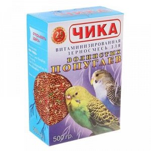 Корм зерновой витаминизированный "Чика" для волнистыx попугаев, 500 г