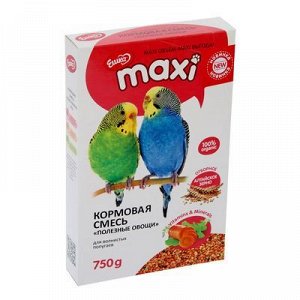 Корм «Ешка MAXI» для волнистыx попугаев, с полезными овощами, 750 г