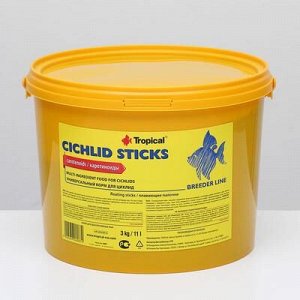 Корм для циxлид Cichlid Sticks в виде плавающиx палочек, 3 кг