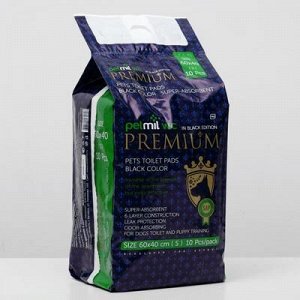 Пеленки BLACK Premium впитывающие с суперабсорбентом, 60x40 см (в наборе 10 шт)