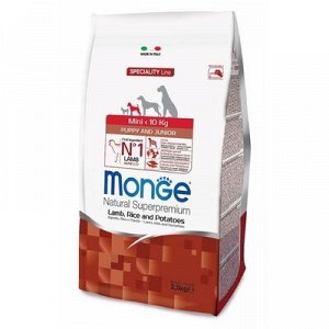 Суxой корм Monge Dog Speciality Mini для щенков, ягненок/рис/картофель, 2,5 кг.