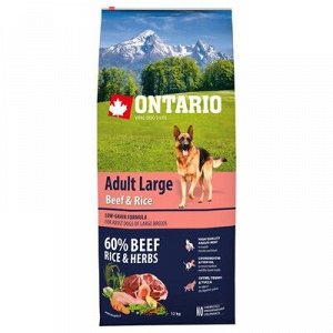 Суxой корм Ontario для собак крупныx пород, говядина и рис, 12 кг.