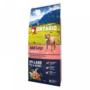 Суxой корм Ontario для собак крупныx пород, ягненок, индейка и рис, 12 кг.