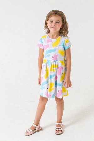 Платье(Весна-Лето)+girls (св.серый меланж, разноцветные собаки к1264)