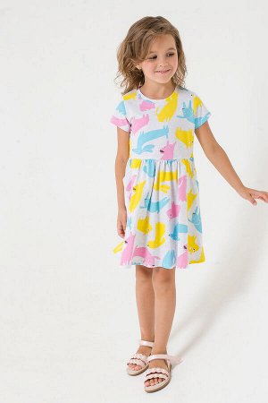 Платье(Весна-Лето)+girls (св.серый меланж, разноцветные собаки к1264)