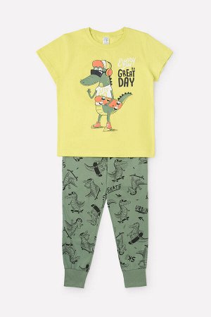 Пижама(Весна-Лето)+boys (яблоко, крокодилы на зеленом)