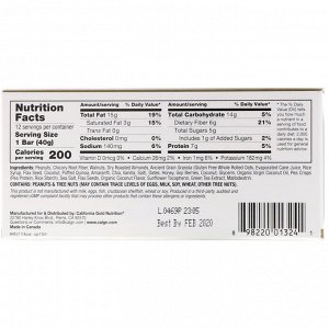 California Gold Nutrition, Foods, жевательные батончики с кокосом и миндалем, 12 батончиков весом 1,4 унции (40 г) каждый