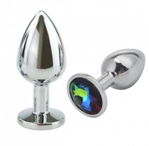 SILVER PLUG LARGE (втулка анальная)  металл L 80 мм, D 34 мм цвет кристалла перламутр