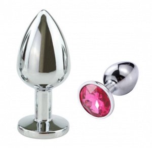 SILVER PLUG LARGE (втулка анальная)   металл L 80 мм, D 34 мм цвет кристалла розовый