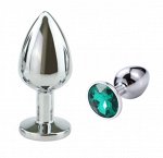 SILVER PLUG LARGE (втулка анальная)  металл L 80 мм, D 34 мм цвет кристалла темно зеленый