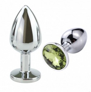 SILVER PLUG LARGE (втулка анальная)  металл L 80 мм, D 34 мм цвет кристалла бледно зеленый