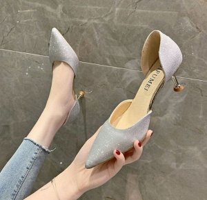 Женские блестящие туфли, цвет серебряный