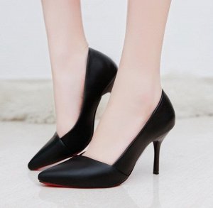 Женские туфли, цвет черный, красная подошва