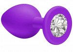 ВТУЛКА АНАЛЬНАЯ фиолетовая , цвет кристалла в ассортименте, силикон, L 98 мм, D 40 мм